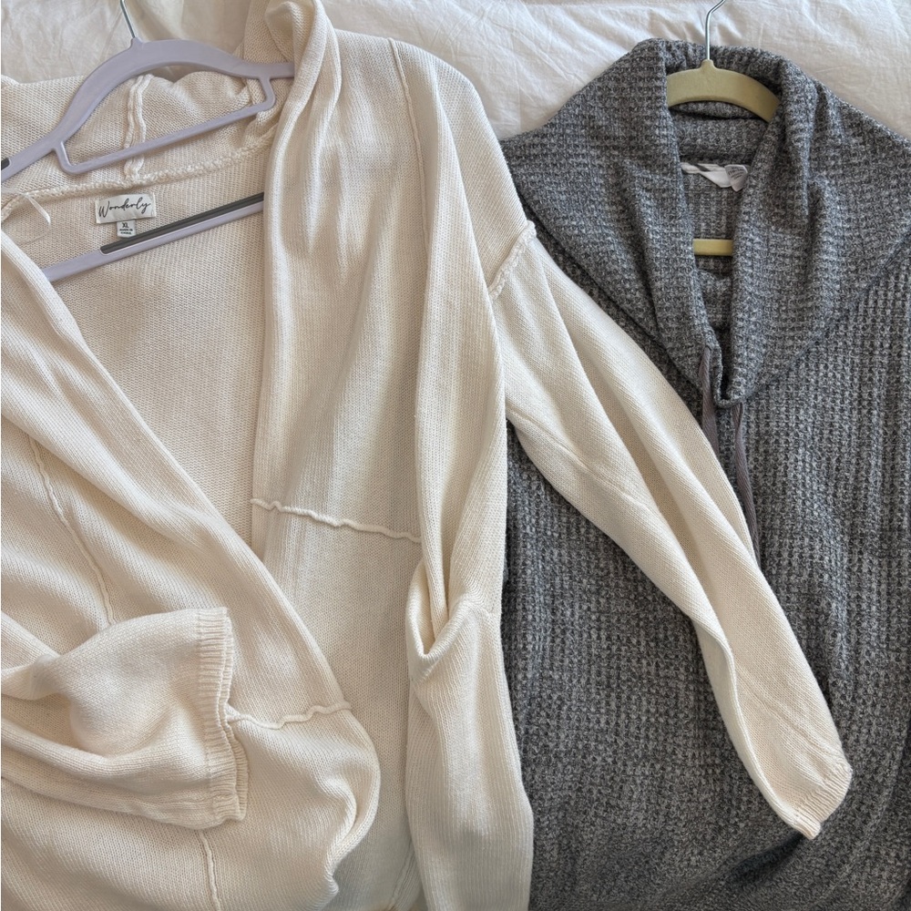 SWEATER BUNDLE- WONDERLY BRAND  CREAM CARDIGAN and
TIME AND TRUE TUNIC SWEATER